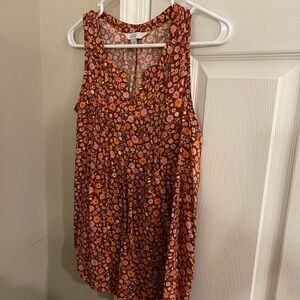 Croft & Barrow Floral Tank Top - Pink and Orange